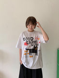 Bellevue Cat Print Oversized Short Sleeve Tee