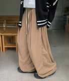 Rich banding wide corduroy pants