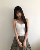 Dina Lace Ribbon Adjustable Cap Sleeveless Top