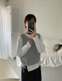 Minnoy string crop knit vest