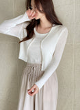 Select Two Button Summer Ribbed Cardigan