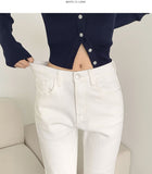 Fall Span Banding Semi Bootcut Cotton Pants
