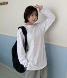 Miroki Basic Plain Slit Over Long Sleeve Tee