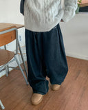 Detney Pintuck Denim Wide Brushed Pants
