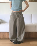 Nodi Back Pocket Wide Cotton Pants