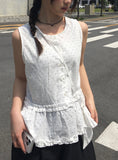 [Bag set] Palan Dot Frill Layered Sleeveless Set