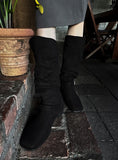 Crossed linen buckle boots