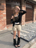 Molan Color Matching Layered Button Cap Sleeveless