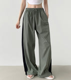 Rustle two-way side color matching jogger wide banding pants