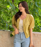 [Sleeveless  + Jacket set] Shuri Stripe Sleeveless Knit Linen Blouson Zip Up Jacket