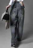 Back pocket wide denim pants
