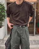 Rico Ribbed Cut-out Henley Neck Knit