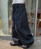 Renta Curved Raw Denim Balloon Wide Pants