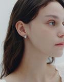 Champagne Full Moon Silver (W) Point One-Touch Earrings XS