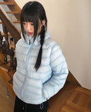Turnle String Hooded Nylon Lightweight Short Padding Jumper