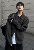 Minimal achromatic two-way cardigan