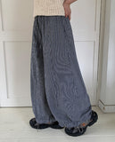 Selvk summer banding wide nylon pants