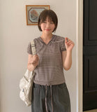 Calden Stripe Short Sleeve Crop Hoodie