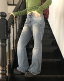 Shiroon Stud Cut Bootcut Washed Denim Pants