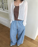 Cheche flower see-through button cardigan