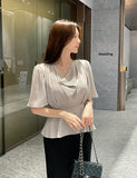 Jed-in Drape Chiffon Peplum Blouse