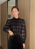 Mitchell Velvet See-Through Puff Blouse