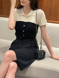 Rosven color matching collar short sleeve knit