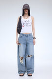 Rousey Damage Wide Jeans
