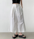 Whith Lining In Skirt Banding Rustling Nylon Pintuck Long Skirt