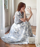 Luena Toile Flower Puff Long One Piece (Belt Set)