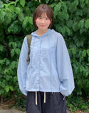 Philmes String Seersucker Check Hood Shirt