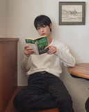 Pins Waffle Loose Fit U-neck Long Sleeve