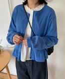 [BAONHAUS] Hire Stripe Shirring Round Zip-Up Jumper