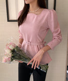 Minoa tweed belt blouse