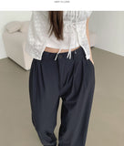 Summer Cooling Cool Pintuck Wide Banding Slacks Pants