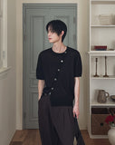 Bock Diagonal Button Linen Cardigan