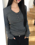 Karun Snap V-Neck Long Sleeve T-Shirt