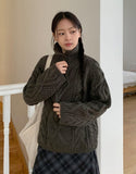 Hyoro Button High Neck Cable Knit