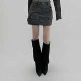 Ronco Crack Leather Miniskirt