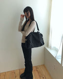 [MADE] Jahu Studded Shirring Bootcut Cotton Long Pants