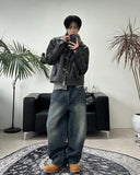 PL Curved Washed Denim Pants