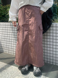 Rummy banding nylon cargo long skirt