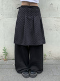 Ponce Dot Wrap Skirt Layered Pants Set