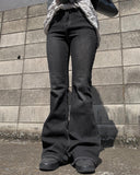 Longdi Bootcut Black Blue Washing Denim Pants