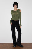 VELVET SHIRRING BOOTCUT PANTS