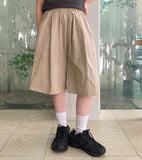[unisex] Dinning pin tuck banding linen bermuda pants - Linen50
