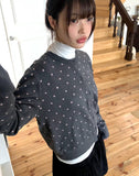 Vda Dot Color Matching Knit Cardigan