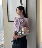 Marina Ribbon Tie Blouse