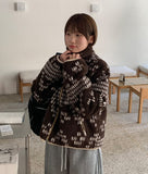 Vikin Wool Nordic Quilting Fleece Zip-Up Jumper