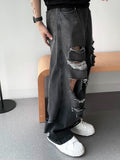 Ripped vintage damage black denim